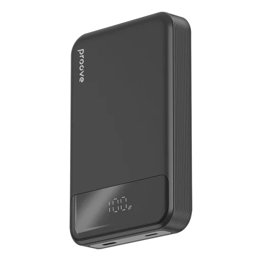 Proove Hoodman Power Bank - Type-C, Lightning, Mágneses, LED Kijelzővel, Qi, 20W, 10000mAh - Fekete - 1