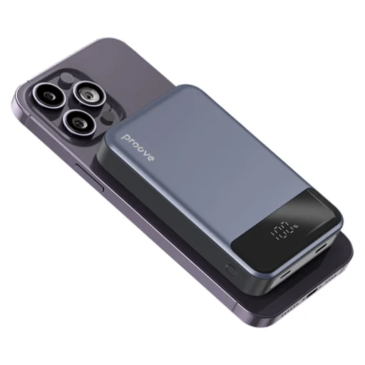 Proove Power Bank Hoodman (PBH120010003) - Type-C, Lightning, Mágneses, LED Kijelzővel, Qi, 20W, 10000mAh - Szürke - 3