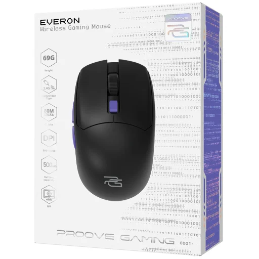 Wireless Mouse Everon Proove Vezeték nélküli egér játékhoz, Type-C, 6 gombos, 800-10000 DPI, 500mAh, 1,5m - Fekete - 7