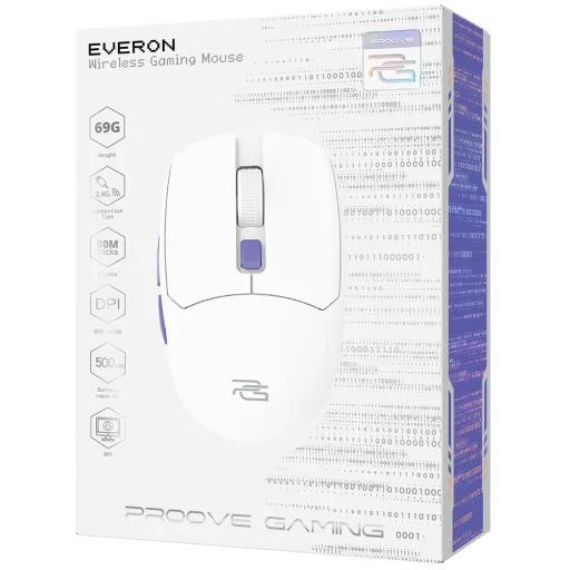 Proove - Everon Vezeték nélküli egér (WMEV00022002) - Játékhoz, Type-C, 6 gomb, 800-10000DPI, 500mAh, 1.5m - Fehér - 7