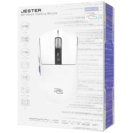 Proove - Jester 8K (WMJS00022002) Vezeték nélküli egér - Gaminghez, Type-C, 7 gombos, 800-26000 DPI, 500mAh, 1,5m - Fehér - 7