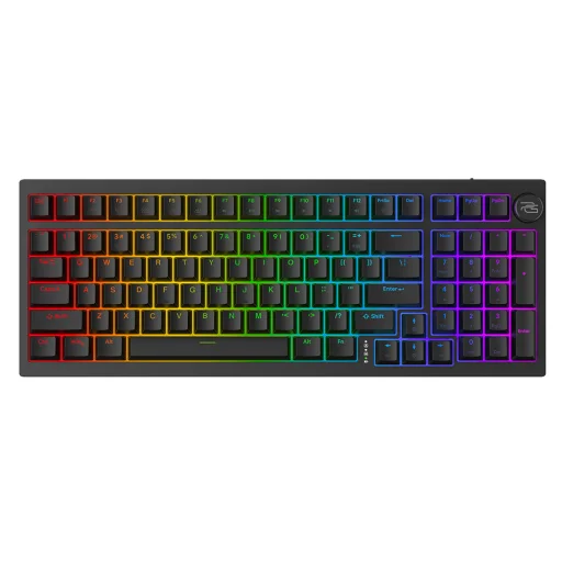Wireless Gaming Keyboard Slicker Proove - Vezeték nélküli játékkonzol billentyűzet 2.4GHz, Bluetooth 5.3, Type-C, RGB, 98 billentyű, 4000mAh, 1.8m - Fekete - 1