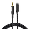 Audio Cable Adapter Lito (LA02) - Type-C to Jack 3.5mm, Zero Signal Loss, nejlonszövésű, 1m - Fekete thumbnail