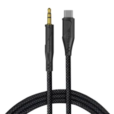 Audio Cable Adapter Lito (LA02) - Type-C to Jack 3.5mm, Zero Signal Loss, nejlonszövésű, 1m - Fekete