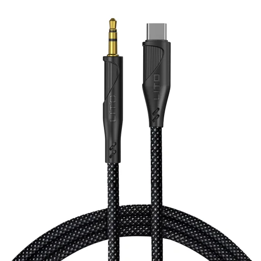 Audio Cable Adapter Lito (LA02) - Type-C to Jack 3.5mm, Zero Signal Loss, nejlonszövésű, 1m - Fekete - 1