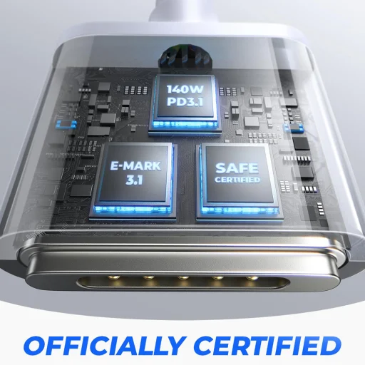 MacBook Ezüst Lisen Data Cable YL0123070001, Type-C to MagSafe 3, 140W, Szupergyors töltés, Fonott, 2m - 5