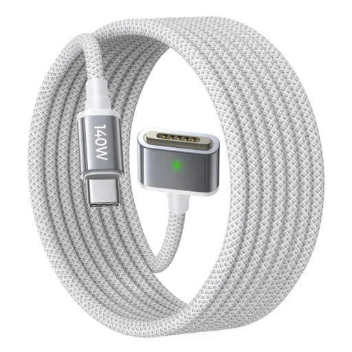 MacBook Ezüst Lisen Data Cable YL0123070001, Type-C to MagSafe 3, 140W, Szupergyors töltés, Fonott, 2m - 1