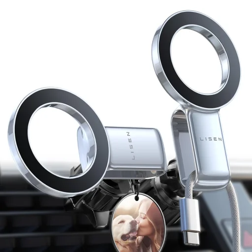 Lisen Autós Tartó (YL0224050012) - Mágneses fogás, légbeömlőre, összecsukható, 360°-ban állítható, biztos illeszkedés - Fekete - 1