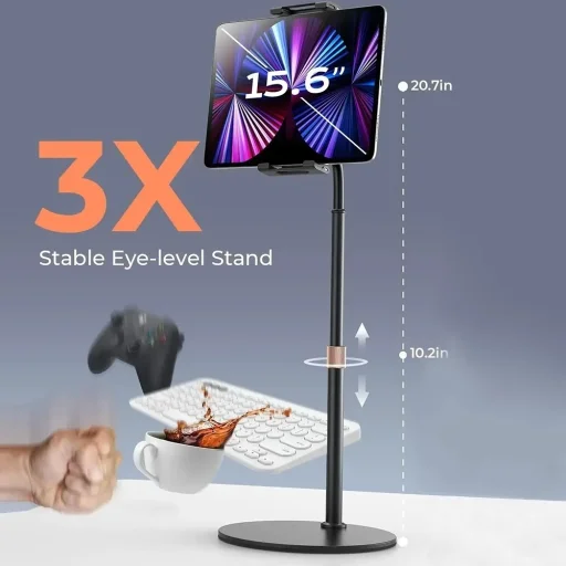 iPad, Telefon, Konzol Fehér Lisen Asztali Tartó (YL0420050002) - Állítható, Stabil, Alumínium Ötvözet, 4.7" - 13" - 5