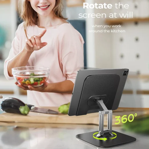 Tabletta Lisen Desk Holder Q18 (YL0423120002) Állvány, Stabil, Rozsdamentes Acél, 4.7" - 12.9" - Fekete - 5