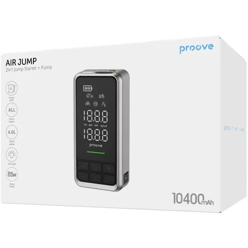 Proove - Autós Indító (JSAP10400203) - 2 az 1-ben Air Jump + Pump, 10400mAh, 1000A - Szürke - 6