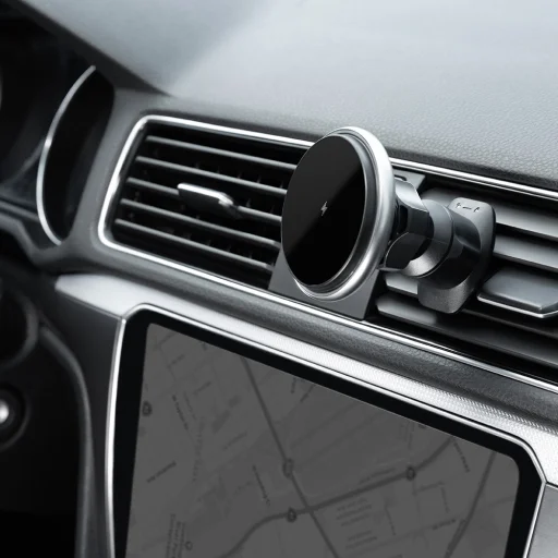 Proove Autós tartó vezeték nélküli töltéssel Magic Circle (WHMC15020006) - légbeömlőre, mágneses, cink ötvözet, 15W - Ezüst - 6