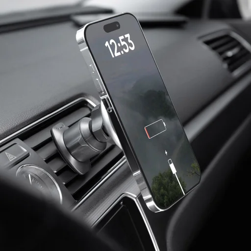 Proove Autós tartó vezeték nélküli töltéssel Magic Circle (WHMC15020006) - légbeömlőre, mágneses, cink ötvözet, 15W - Ezüst - 7