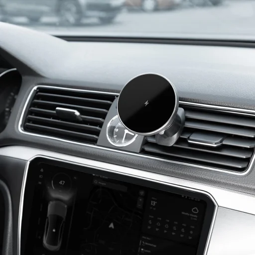 Proove - Autós tartó vezeték nélküli töltéssel Magic Circle Pro (WHMP15010001) - MagSafe, légbeömlőre, 360°, Qi2 15W, LED - Fekete - 5