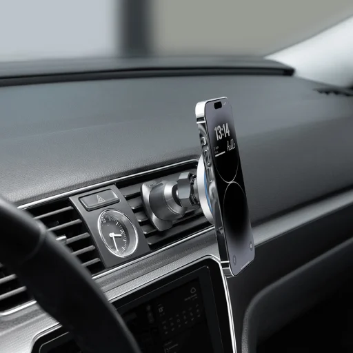 Proove - Autós tartó vezeték nélküli töltéssel Magic Circle Pro (WHMP15010001) - MagSafe, légbeömlőre, 360°, Qi2 15W, LED - Fekete - 6