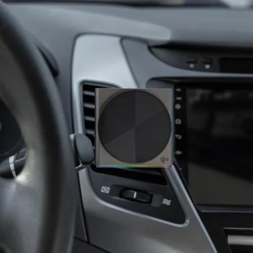 Proove - Autós tartó vezeték nélküli töltéssel Neostorm (WHNS15002003) - légkondicionáló szellőzőhöz, mágneses, Qi2, 15W, RGB, alumínium - szürke - 3