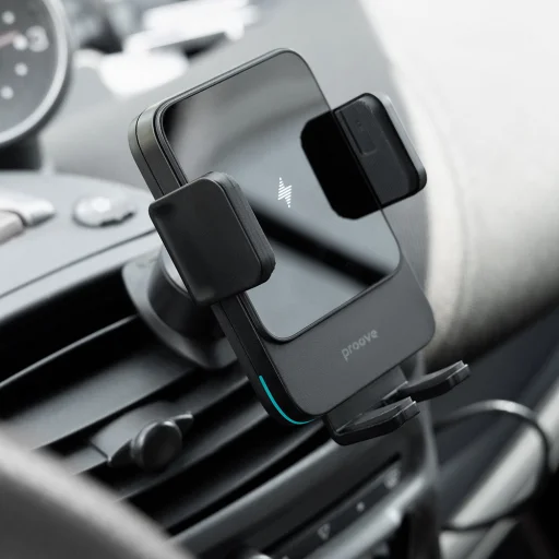 Proove Autós tartó vezeték nélküli töltéssel Sonic (WHSN15002001) - légbeömlőre, biztonságos rögzítés, 15W, LED, univerzális - szürke - 6