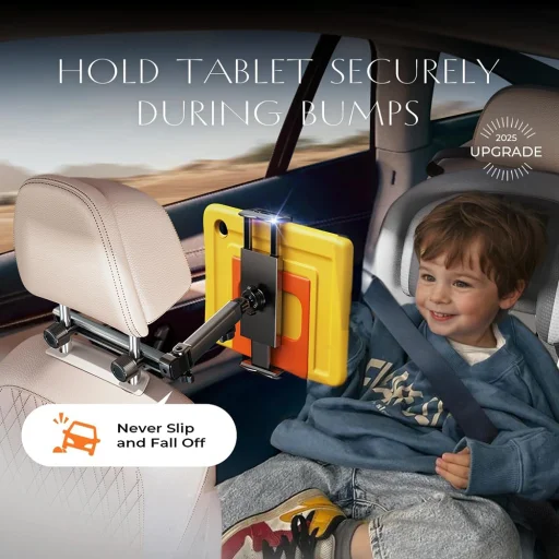 Autó háttámla tartó Lisen YL0423090004, 360°-ban forgatható, állítható, telefonokhoz és tabletekhez 12,9"-ig, Fekete - 2