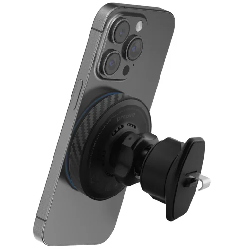 Car Holder Proove - Vezeték nélküli töltővel Grafit Kör (WHGC15010001) - Szellőzőrácshoz, Qi2, 15W, LED jelző - Fekete - 3