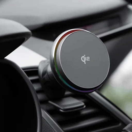 Proove - Icecore autós tartó vezeték nélküli töltéssel (WHIC15002003) - Klíma rácsra, Erős mágnes, Aktív hűtés, Qi2 15W - Fekete - 2