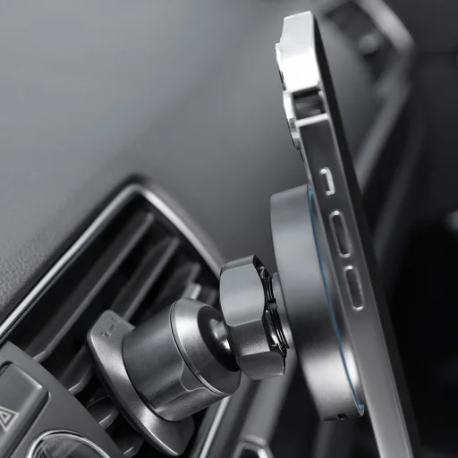 Proove - Autós tartó vezeték nélküli töltéssel Light Circle (WHLC15010001) - MagSafe, légkondicionáló rácsra, 360°, 15W, kék LED - fekete - 2