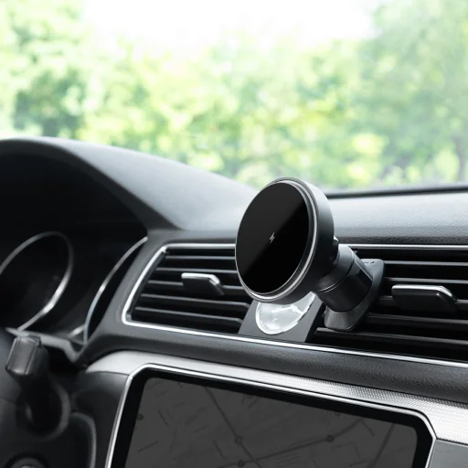 Proove - Autós tartó vezeték nélküli töltéssel Light Circle (WHLC15010001) - MagSafe, légkondicionáló rácsra, 360°, 15W, kék LED - fekete - 3