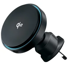 Autós tartó Proove WHLC15010002 vezeték nélküli töltéssel - szellőzőre, erős mágnesekkel, Qi2 15W - Metallic Grey
