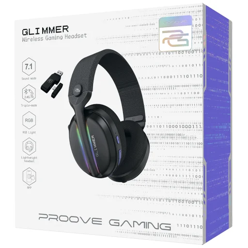 Proove Glimmer Gaming Headphones - Fejhallgató mikrofonnal, 2.4GHz, Bluetooth 5.4, RGB, Ø40mm, 900mAh - Fekete - 11