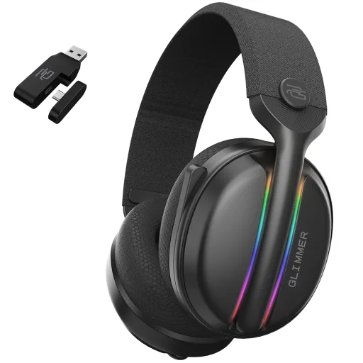 Proove Glimmer Gaming Headphones - Fejhallgató mikrofonnal, 2.4GHz, Bluetooth 5.4, RGB, Ø40mm, 900mAh - Fekete - 1