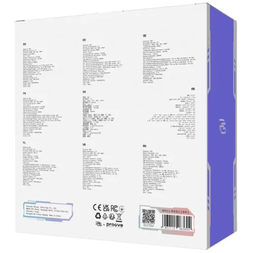 Proove Gaming Fejhallgató Glimmer (WHGL00022016) - Mikrofonnal, 2.4GHz, Bluetooth 5.4, RGB, Ø40mm, 900mAh - Fekete/Lila - 13