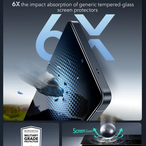 Samsung Galaxy S26 Ultra Fekete ESR Armorite képernyővédő privát mód üvegfólia - 4