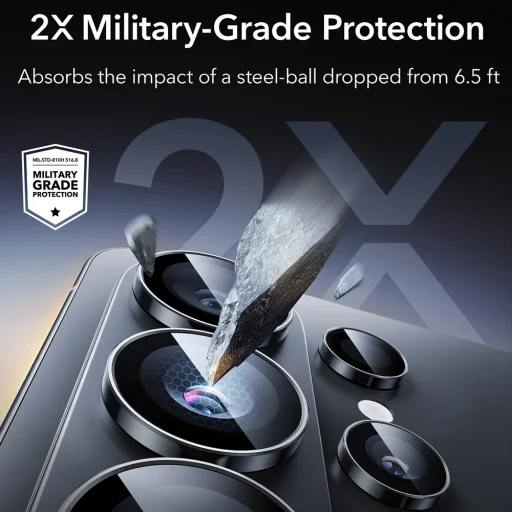 Samsung Galaxy S26 Ultra Fekete ESR - Armorite Kameravédő Lencsék üvegfólia - 3