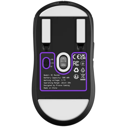  Proove - Vezeték nélküli egér RC Raider 8K (WMRR00122001) - 2.4 GHz, Bluetooth, USB, 6 gomb, 800-32000DPI, 500mAh, 1.5m - Fekete - 4