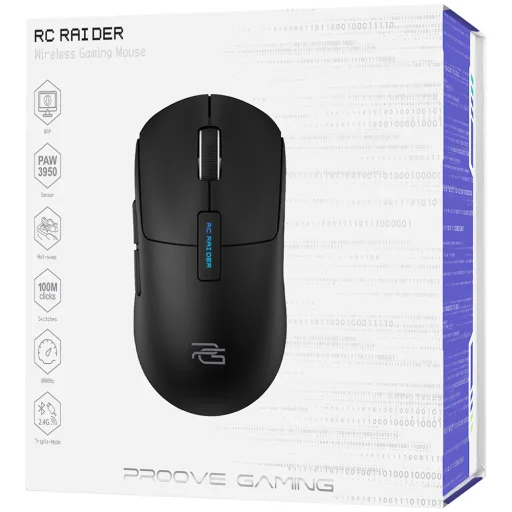  Proove - Vezeték nélküli egér RC Raider 8K (WMRR00122001) - 2.4 GHz, Bluetooth, USB, 6 gomb, 800-32000DPI, 500mAh, 1.5m - Fekete - 7