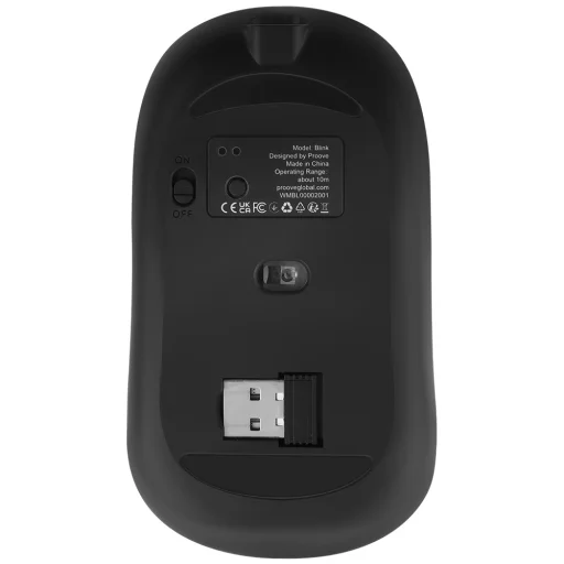  Wireless Mouse Blink Proove - Vezeték nélküli egér irodai használatra, ergonomikus, 2.4GHz, BT5.0, 4 gombos, 800-1600DPI, 650mAh - Fekete - 7