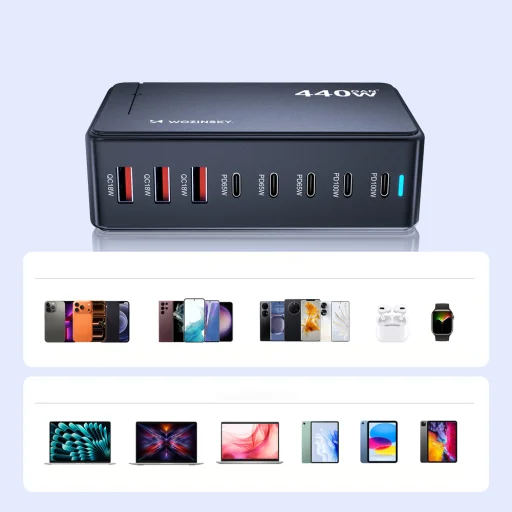 Wozinsky WSL-440 440W GaN QC3 Töltőállomás - Fekete - 10