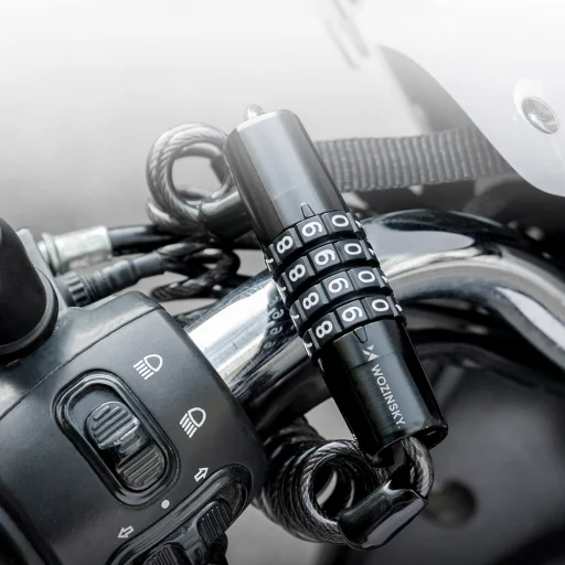 Wozinsky WBN-01R vízálló bicikli és bukósisak zár, 4-jegyű kombináció - fekete - 9