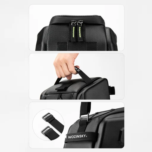 Wozinsky WSR-01B biciklis csomagtartó oldaltáska 9l - Fekete - 5