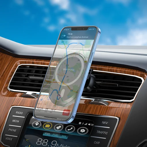 Borofone autós tartó BH71 mágneses légbefúvóra fekete - 8