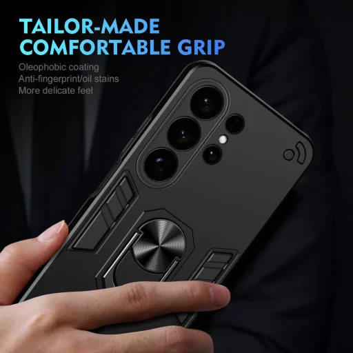 Samsung Galaxy S26 Ultra Ütésálló Fém Gyűrűs Telefon Tok (Fekete) - 5