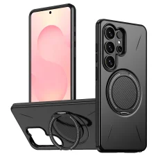 Samsung Galaxy S26 Ultra Magsafe kihajtható támasztékkal TPU + PC Hybrid tok (Fekete)