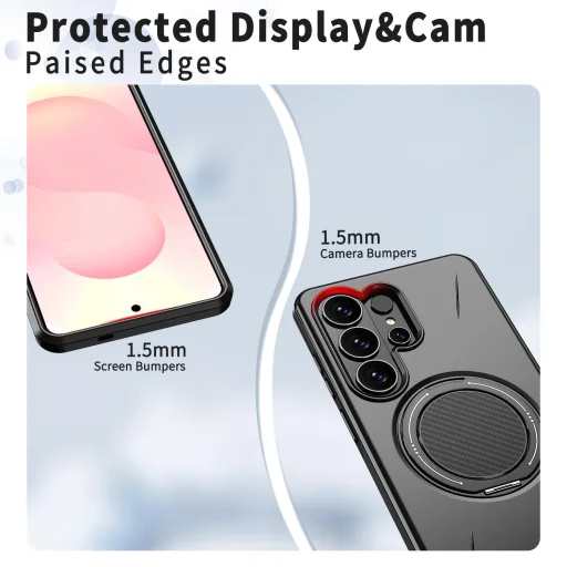 Samsung Galaxy S26 Ultra Magsafe kihajtható támasztékkal TPU + PC Hybrid tok (Fekete) - 2