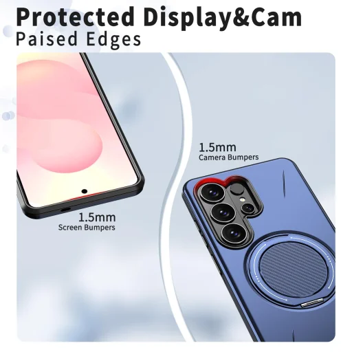 Samsung Galaxy S26 Ultra Magsafe kihajtható támasztékkal TPU + PC Hybrid tok (Kék) - 3