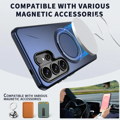 Samsung Galaxy S26 Ultra Magsafe kihajtható támasztékkal TPU + PC Hybrid tok (Kék) - 5