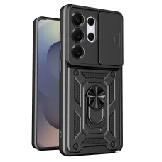 Samsung Galaxy S26 Ultra Slide-es Kameravédős TPU + PC Tok (Fekete)