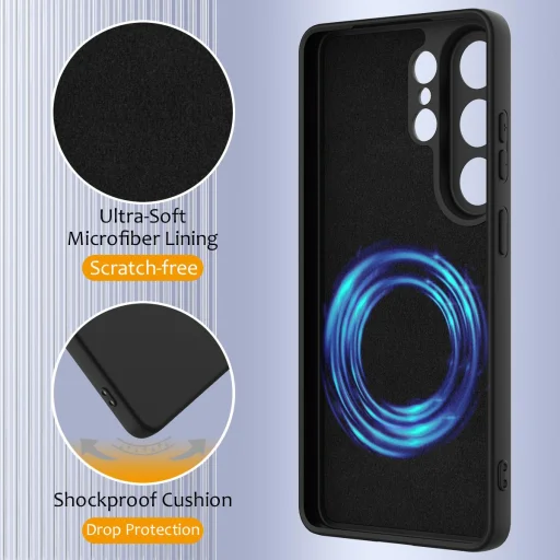 Samsung Galaxy S26 Ultra Ütésálló Szilikon MagSafe Telefon Tok (Fekete) - 4