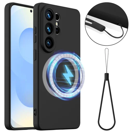 Samsung Galaxy S26 Ultra Ütésálló Szilikon MagSafe Telefon Tok (Fekete) - 1