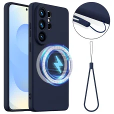 Samsung Galaxy S26 Ultra Ütésálló Szilikon MagSafe Telefon Tok (navy kék)