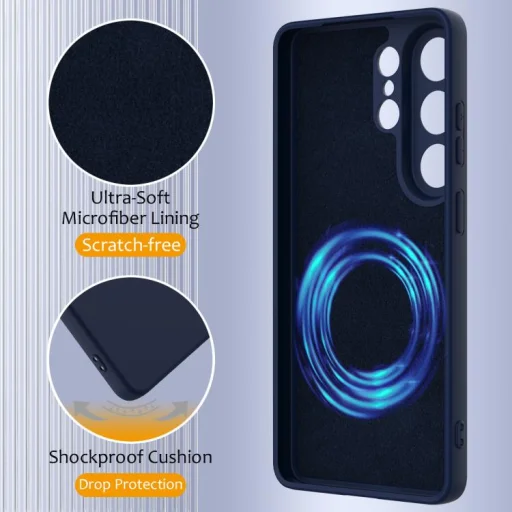 Samsung Galaxy S26 Ultra Ütésálló Szilikon MagSafe Telefon Tok (navy kék) - 7