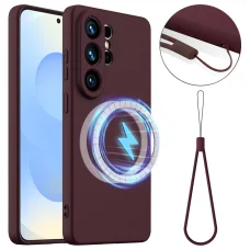 Samsung Galaxy S26 Ultra Ütésálló Szilikon MagSafe Telefon Tok (szilva lila)